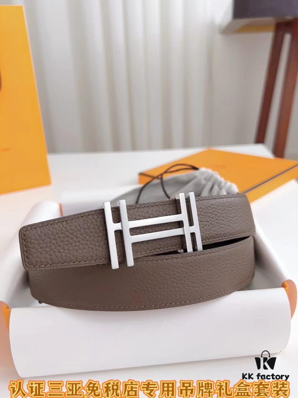 Sanya Duty-Free Genuine Grade Latest Gift Box Packaging: Hermes - Extremely Soft, 3.8cm Width (Authentic Specification), Two-Sided Imported T-Pattern Calfskin Leather