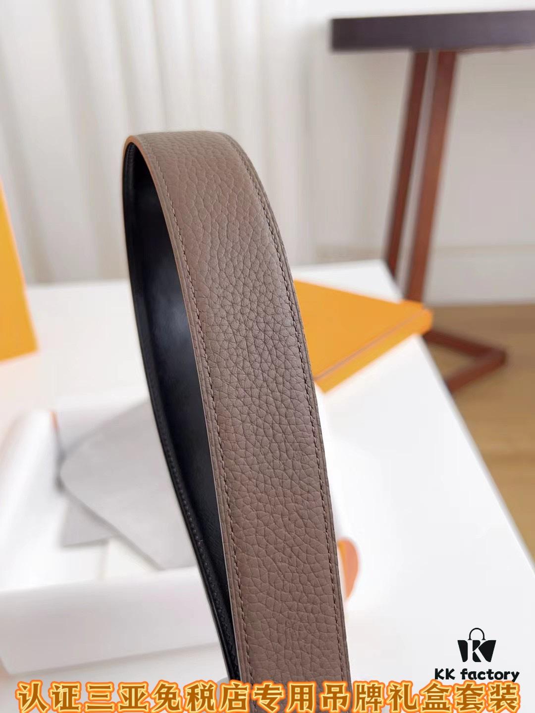 Sanya Duty-Free Genuine Grade Latest Gift Box Packaging: Hermes - Extremely Soft, 3.8cm Width (Authentic Specification), Two-Sided Imported T-Pattern Calfskin Leather