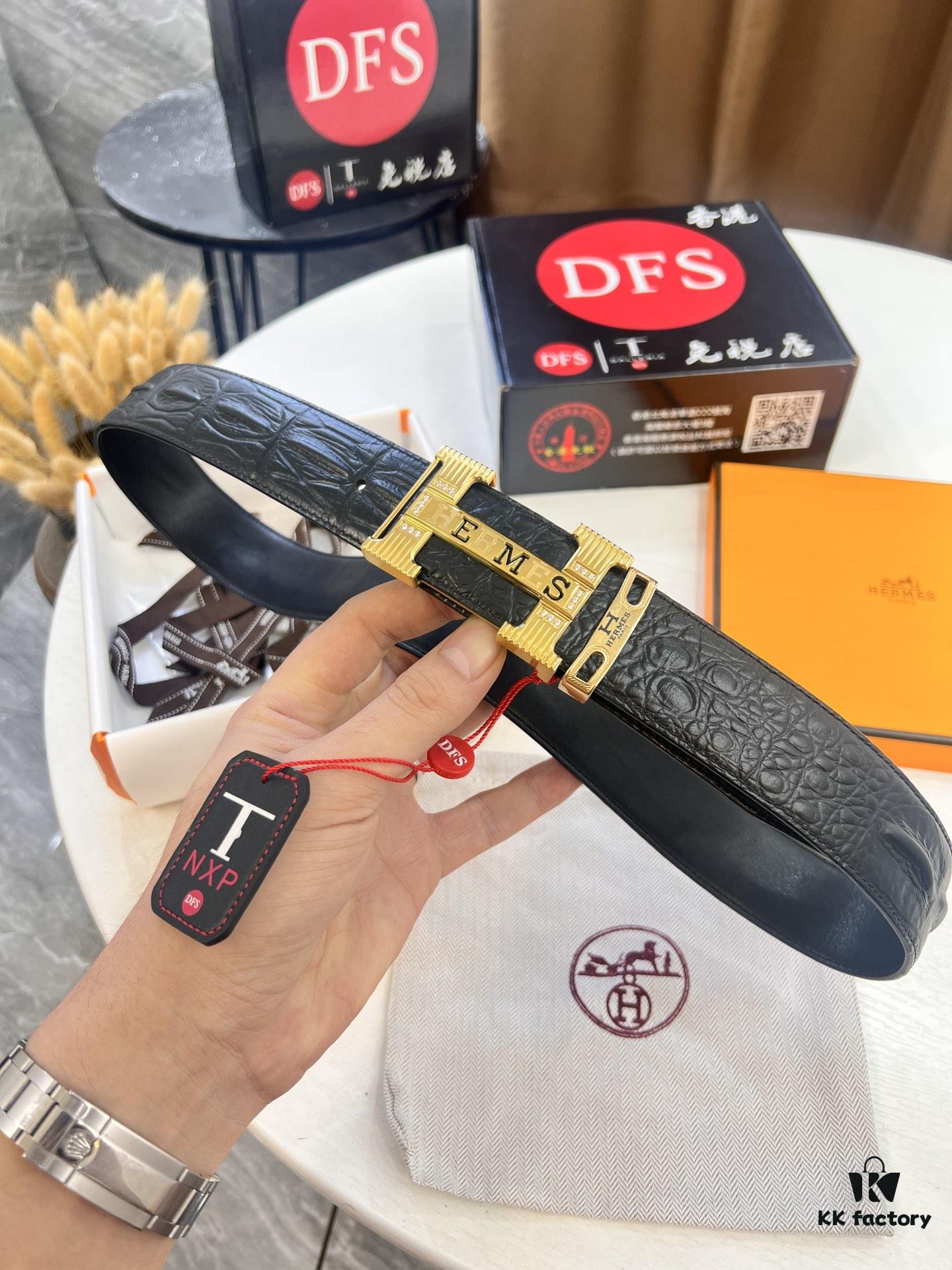 Hermès H Belt, New Arrival with Inlaid Brick Stainless Steel H Buckle, ZP Synchronized Engraved Logo