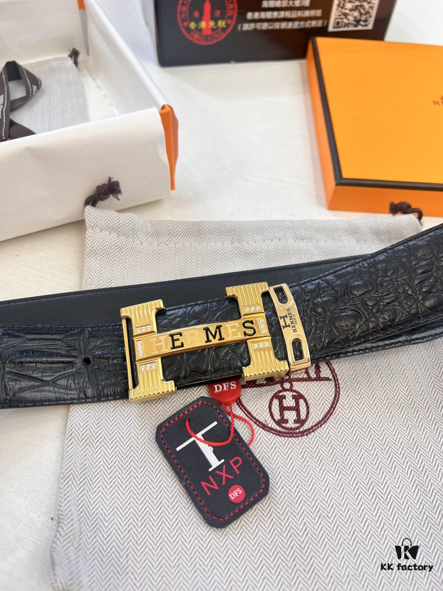 Hermès H Belt, New Arrival with Inlaid Brick Stainless Steel H Buckle, ZP Synchronized Engraved Logo