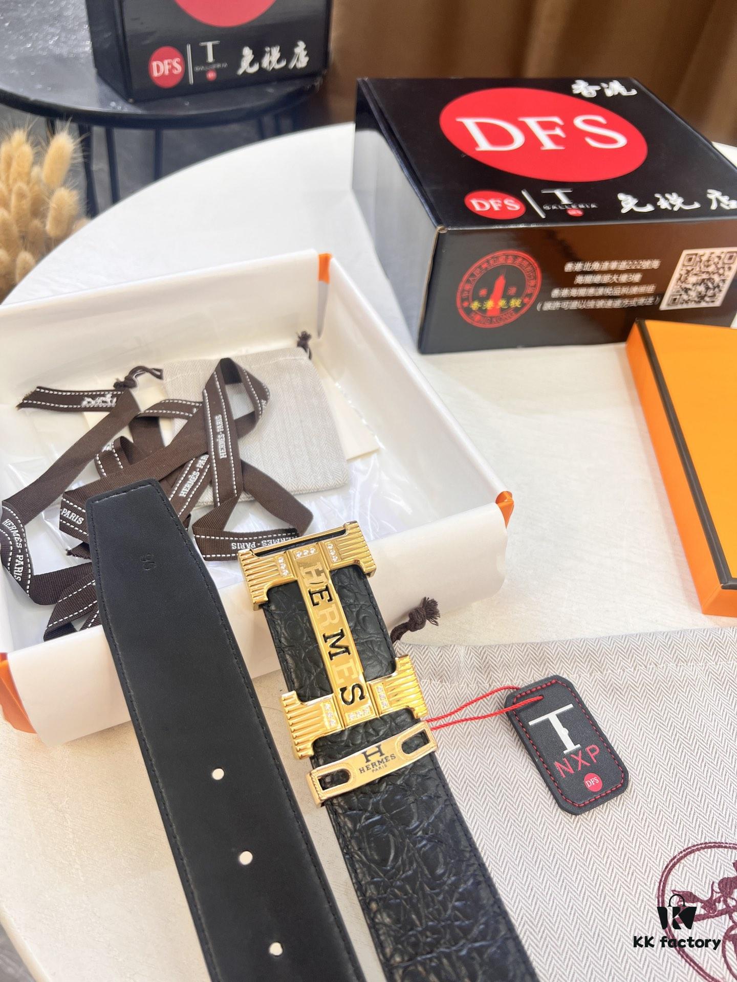 Hermès H Belt, New Arrival with Inlaid Brick Stainless Steel H Buckle, ZP Synchronized Engraved Logo