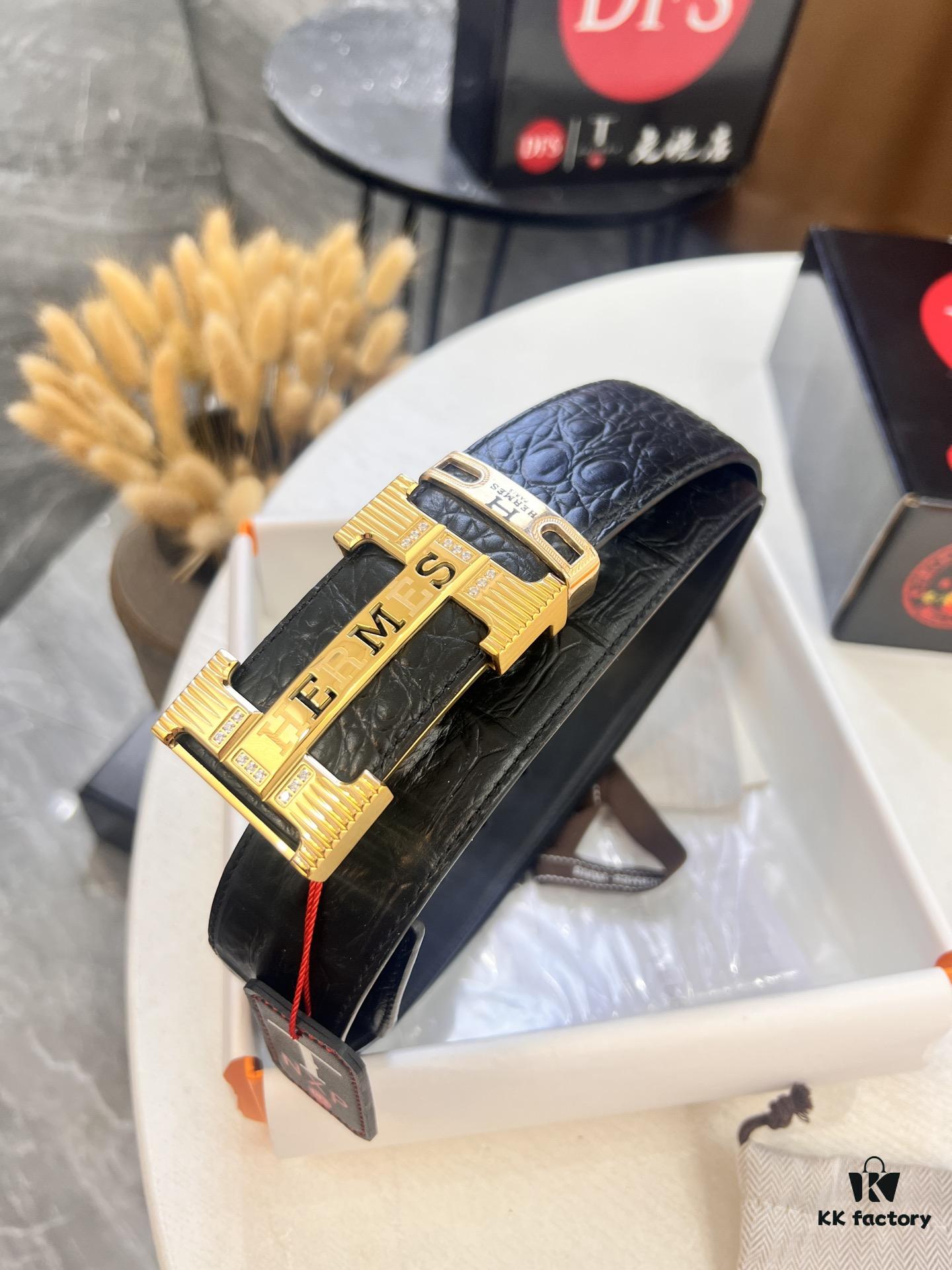 Hermès H Belt, New Arrival with Inlaid Brick Stainless Steel H Buckle, ZP Synchronized Engraved Logo