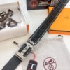 Hermès H Belt, New Arrival, Stainless Steel H Buckle with Paved Stones, ZP Synchronized Engraved Logo, Imported Crocodile-Texture Top Layer Calfskin