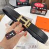 Hermès Men's Belt, New Style Full Diamond H Letter Inside Buckle, Double-Sided Use, ZP Synchronized Steel Stamp Logo, Imported Elephant Grain Top Layer Cowhide, 3.8cm Width, High-End Quality