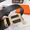 Hermès Men's Belt, New Style Full Diamond H Letter Inside Buckle, Double-Sided Use, ZP Synchronized Steel Stamp Logo, Imported Elephant Grain Top Layer Cowhide, 3.8cm Width, High-End Quality