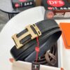 Hermès Men's Belt, New Style Full Diamond H Letter Inside Buckle, Double-Sided Use, ZP Synchronized Steel Stamp Logo, Imported Elephant Grain Top Layer Cowhide, 3.8cm Width, High-End Quality