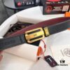 Hermès Men's Belt, Wine Red Fine-Grain Full-Grain Calfskin, 3.8cm Width, Stainless Steel Hardware, Official Website Authenticity Verification Supported