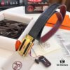 Hermès Men's Belt, Wine Red Fine-Grain Full-Grain Calfskin, 3.8cm Width, Stainless Steel Hardware, Official Website Authenticity Verification Supported