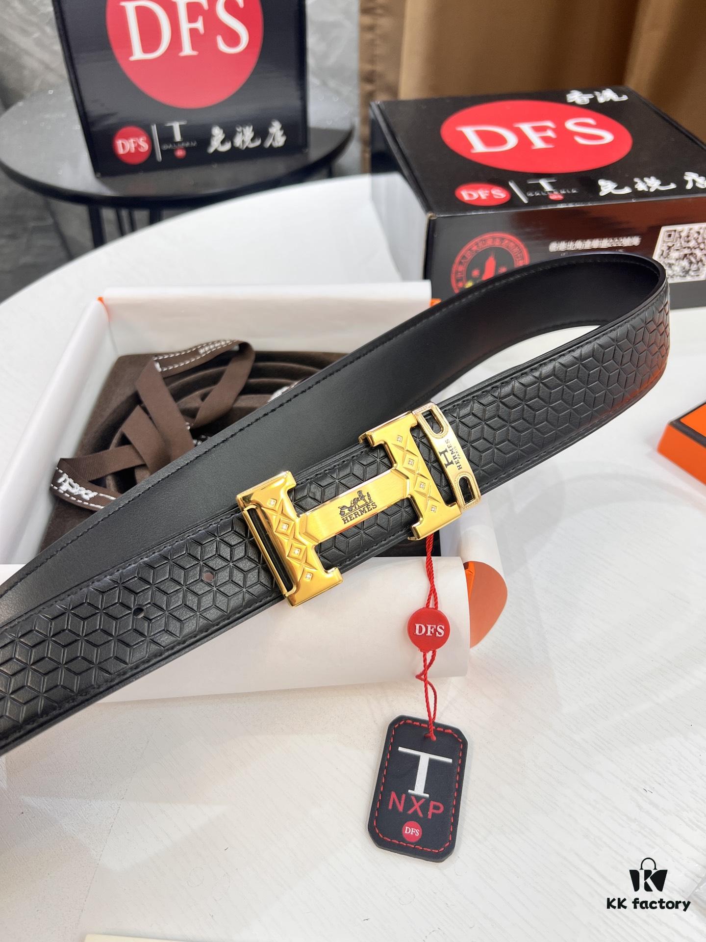 Hermès H Belt, Steel H Buckle with Paved Bricks, Imported Grain Top Layer Cowhide