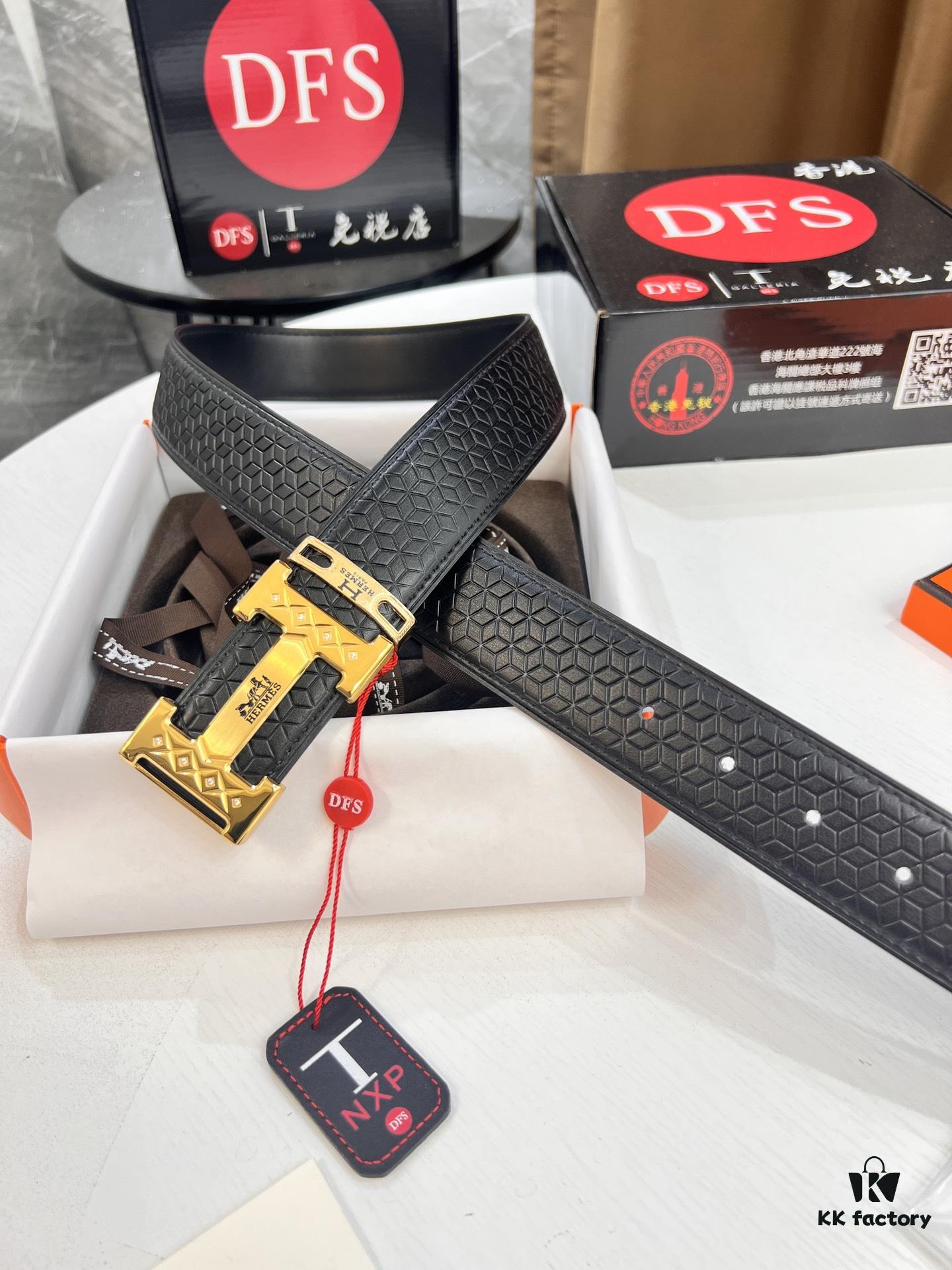 Hermès H Belt, Steel H Buckle with Paved Bricks, Imported Grain Top Layer Cowhide