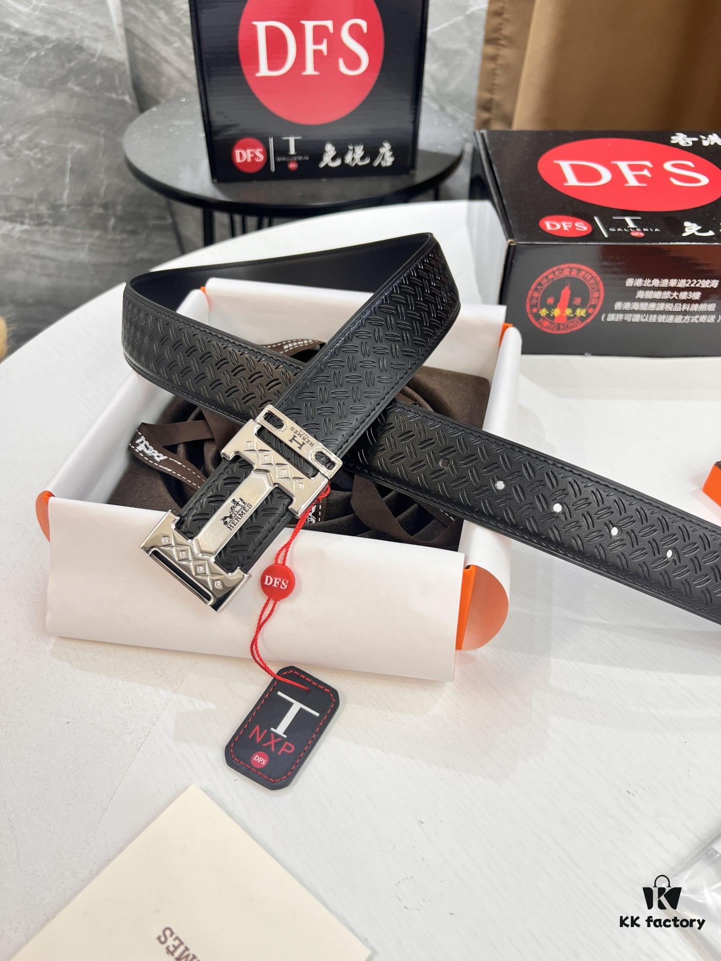 Hermes H Belt, Inlaid Brick Stainless Steel H Buckle, Imported Grain Top Layer Cowhide, 3.8cm Width, High-Quality Replica with NXP Chip Authentication