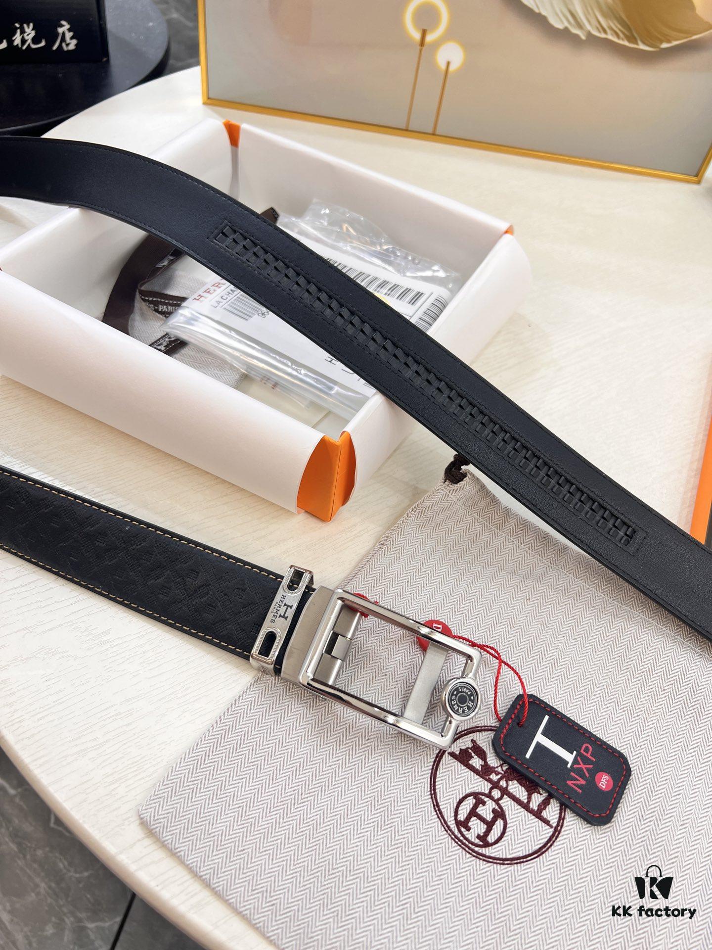 Hermès HH Original Factory Order. Hong Kong Duty-Free T Gift Box 🎁 (NXP Hangtag with Official Website Recognition, Genuine Anti-Counterfeit Chip) Precision Molded, Stainless Steel H Buckle, Automatic Closure Hardware: Top-Tier Leather Belt Suitable for Authentication