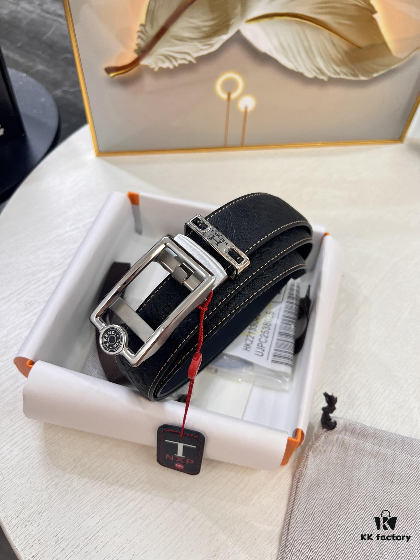Hermès HH Original Factory Order. Hong Kong Duty-Free T Gift Box 🎁 (NXP Hangtag with Official Website Recognition, Genuine Anti-Counterfeit Chip) Precision Molded, Stainless Steel H Buckle, Automatic Closure Hardware: Top-Tier Leather Belt Suitable for Authentication