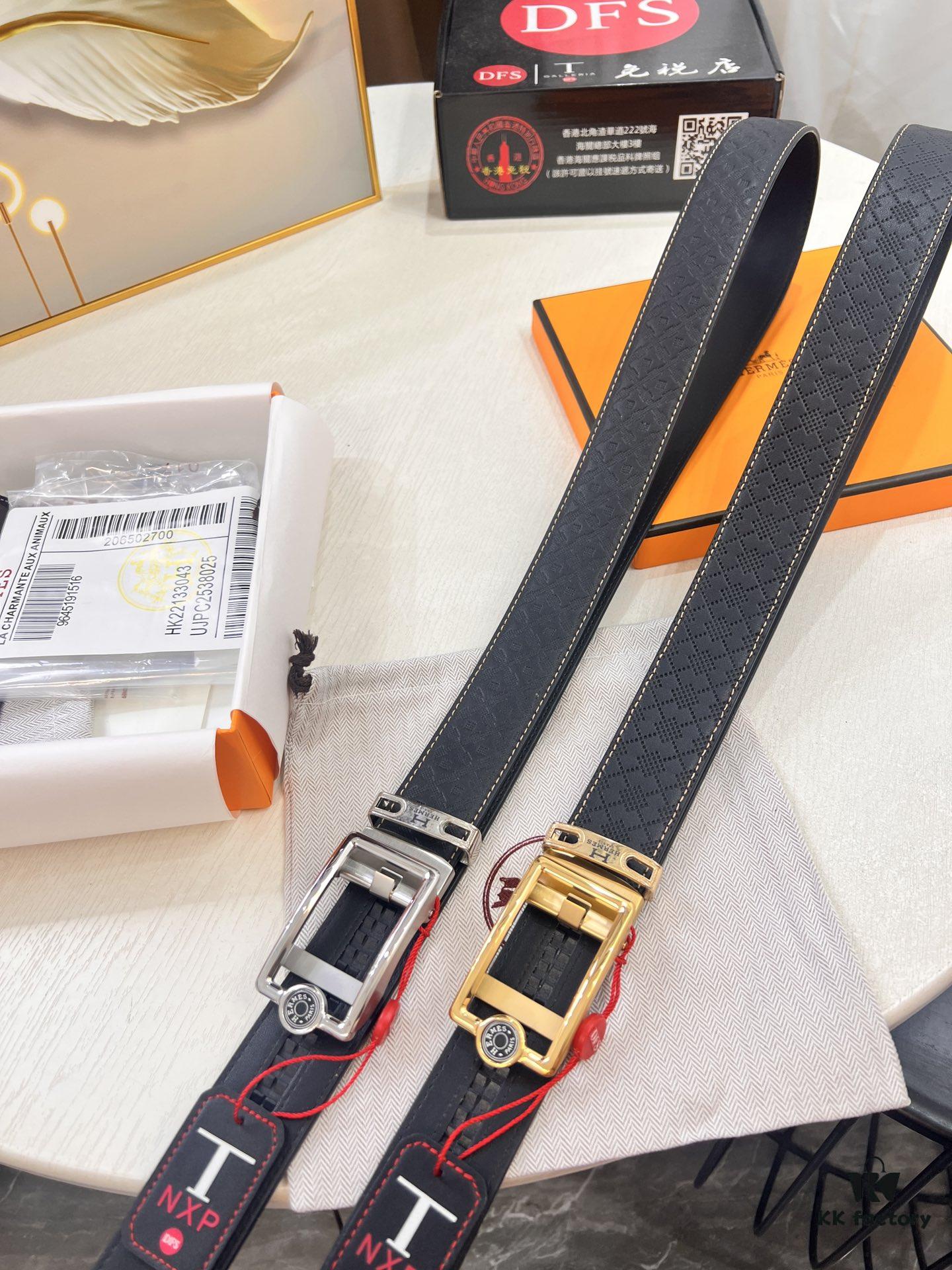 Hermès HH Original Factory Order. Hong Kong Duty-Free T Gift Box 🎁 (NXP Hangtag with Official Website Recognition, Genuine Anti-Counterfeit Chip) Precision Molded, Stainless Steel H Buckle, Automatic Closure Hardware: Top-Tier Leather Belt Suitable for Authentication