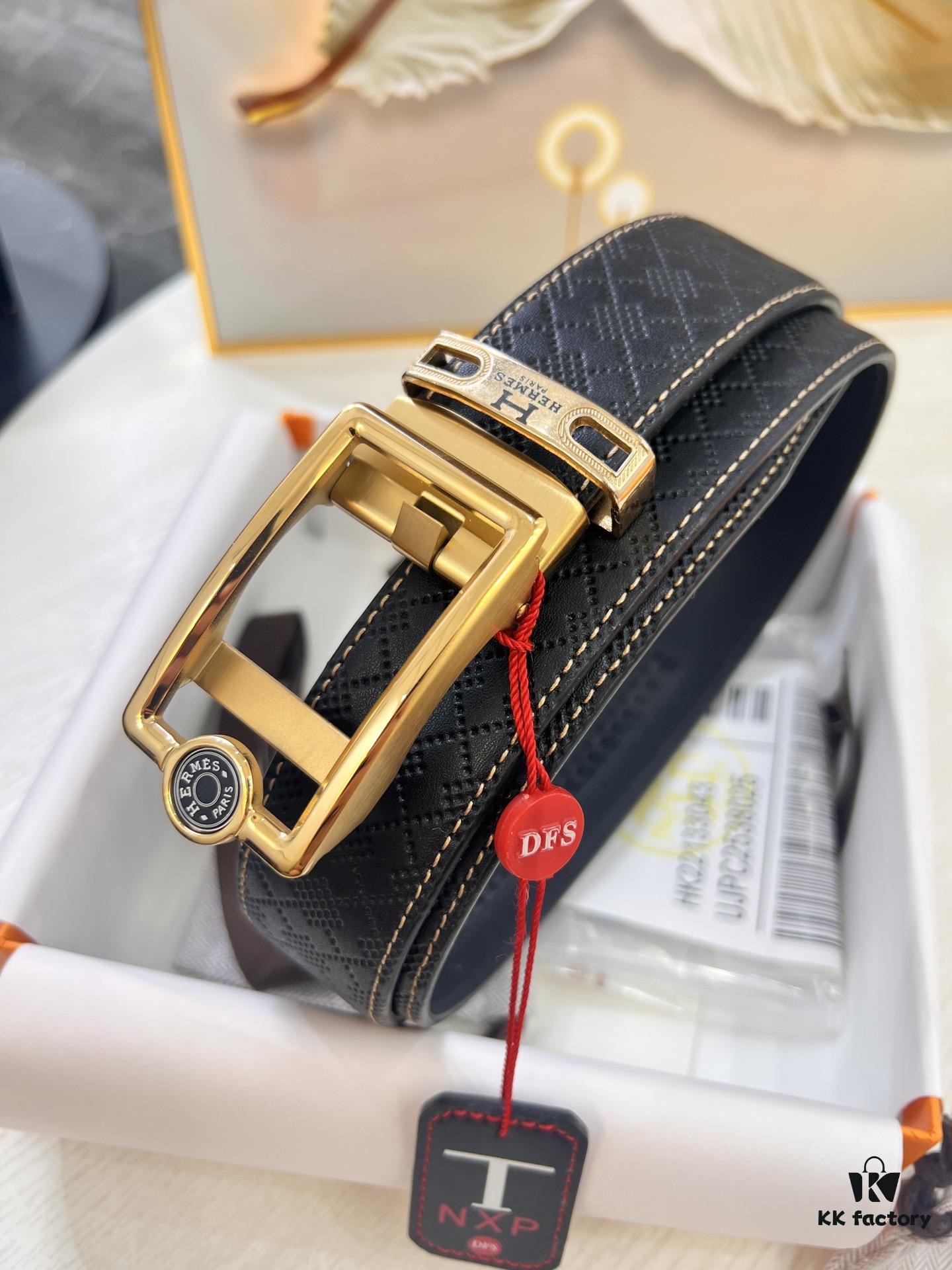 Hermès HH Original Factory Direct Purchase. Hong Kong Duty-Free T Gift Box 🎁 (NXP Hangtag with Verifiable Online Authentication, Genuine Anti-Counterfeit Chip) | Premium Automatic Buckle Leather Belt