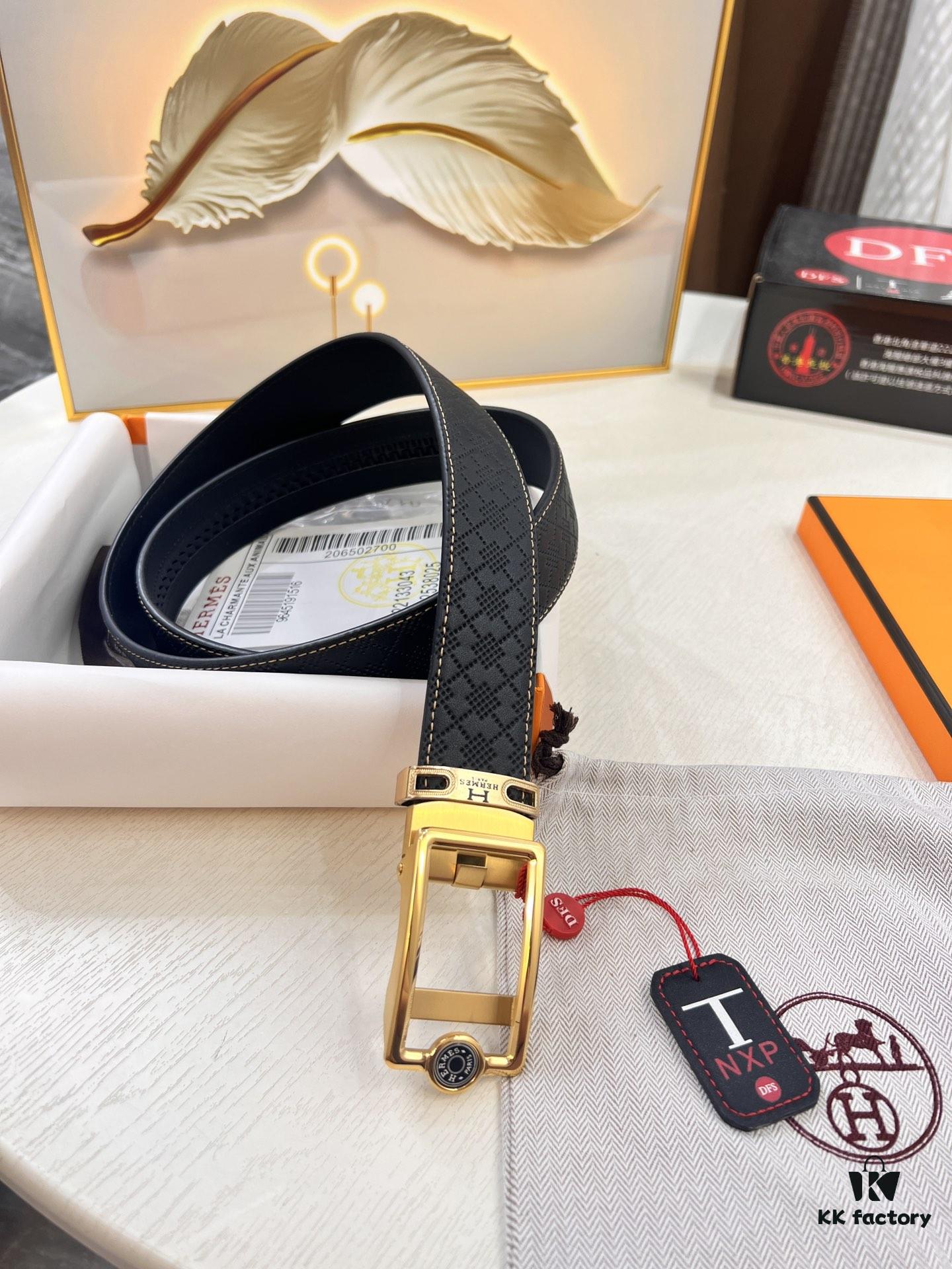Hermès HH Original Factory Direct Purchase. Hong Kong Duty-Free T Gift Box 🎁 (NXP Hangtag with Verifiable Online Authentication, Genuine Anti-Counterfeit Chip) | Premium Automatic Buckle Leather Belt
