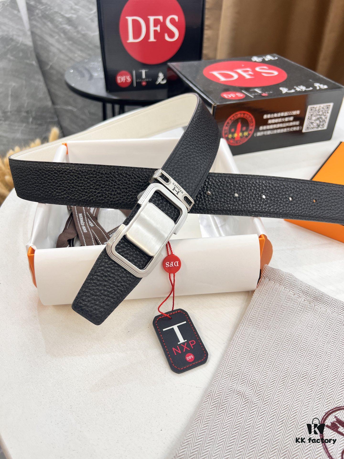 Hermès H Belt, ZP Molded Stainless Steel Hardware with Electroplated Pattern, Full-Grain Calfskin Leather, Reversible Design, 3.8cm Width