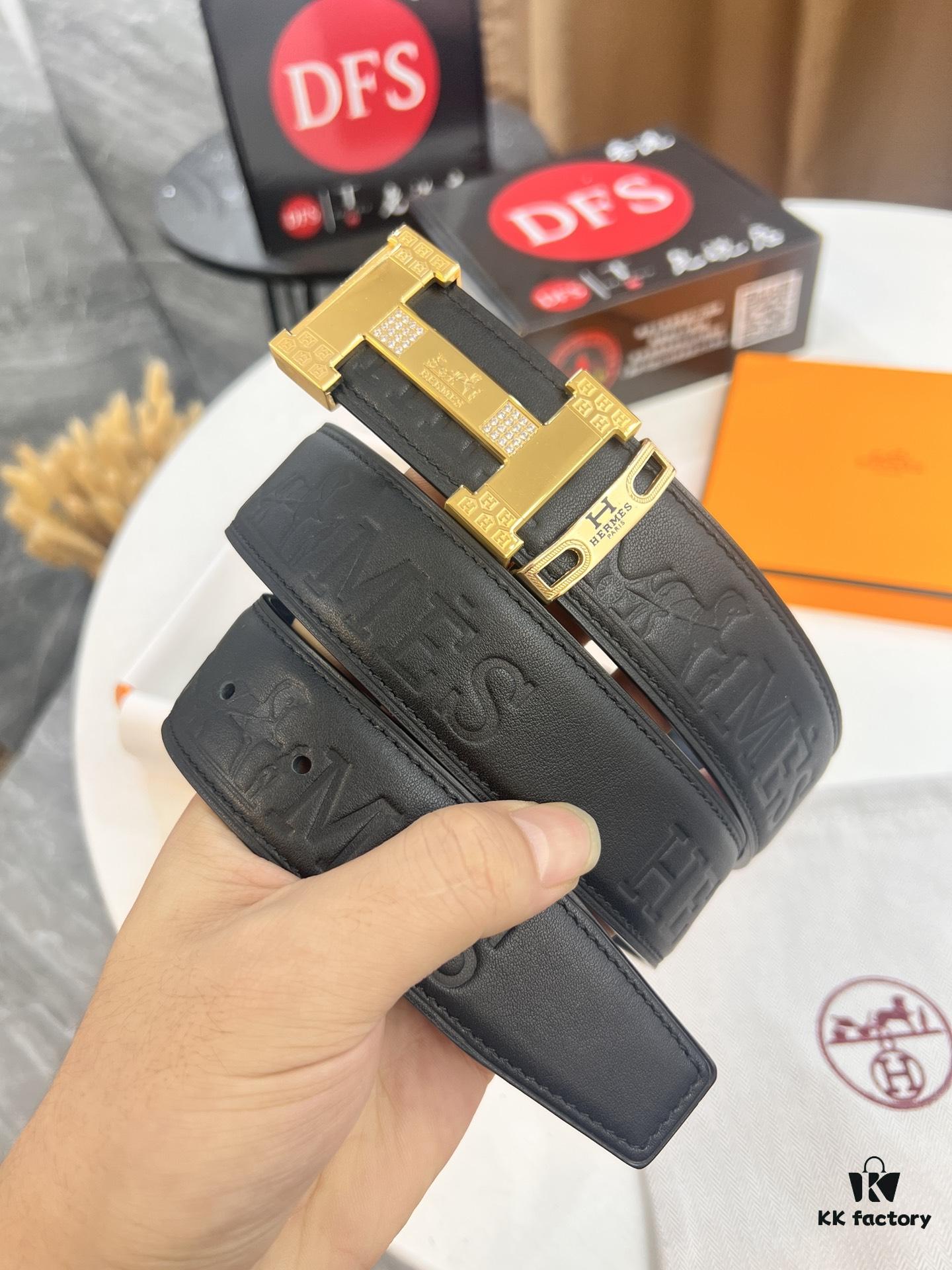 Hermès H Belt, New Arrival with Paved Steel H Buckle, Full Grain Calfskin Leather, 3.8cm Width, Top Quality