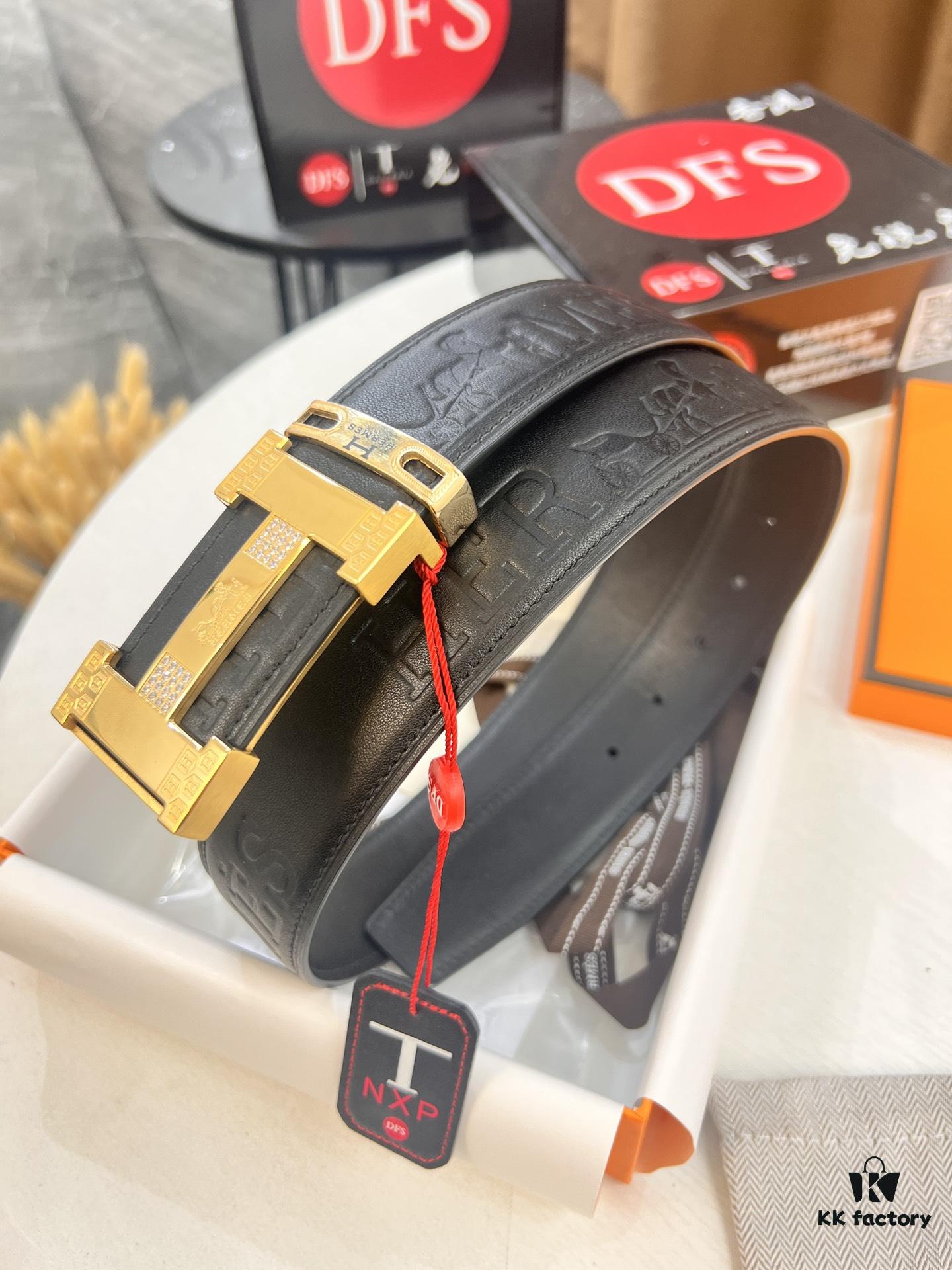 Hermès H Belt, New Arrival with Paved Steel H Buckle, Full Grain Calfskin Leather, 3.8cm Width, Top Quality