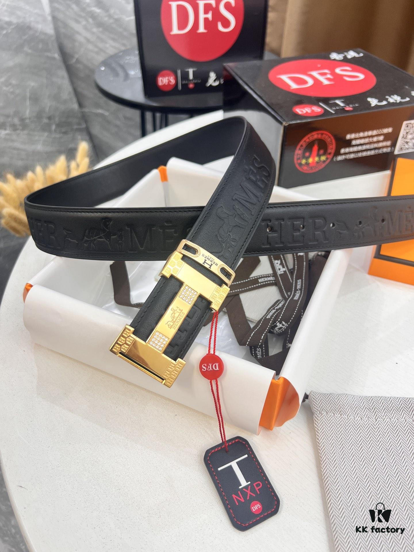 Hermès H Belt, New Arrival with Paved Steel H Buckle, Full Grain Calfskin Leather, 3.8cm Width, Top Quality