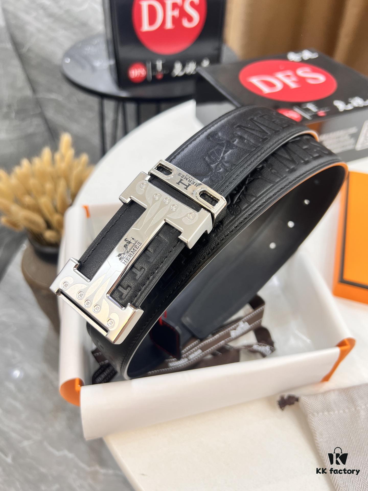 Hermès H Belt, New Arrival, Stainless Steel Inlaid Brick H Buckle, ZP Synchronized Engraved Logo, Imported Horsehide Grain Full-Grain Cattle Leather, 3.8cm Width, Top Quality with NXP Anti-Counterfeit Chip Verification