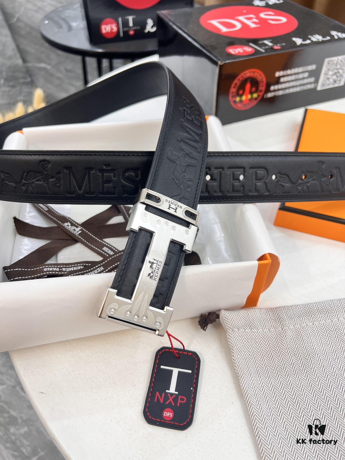 Hermès H Belt, New Arrival, Stainless Steel Inlaid Brick H Buckle, ZP Synchronized Engraved Logo, Imported Horsehide Grain Full-Grain Cattle Leather, 3.8cm Width, Top Quality with NXP Anti-Counterfeit Chip Verification