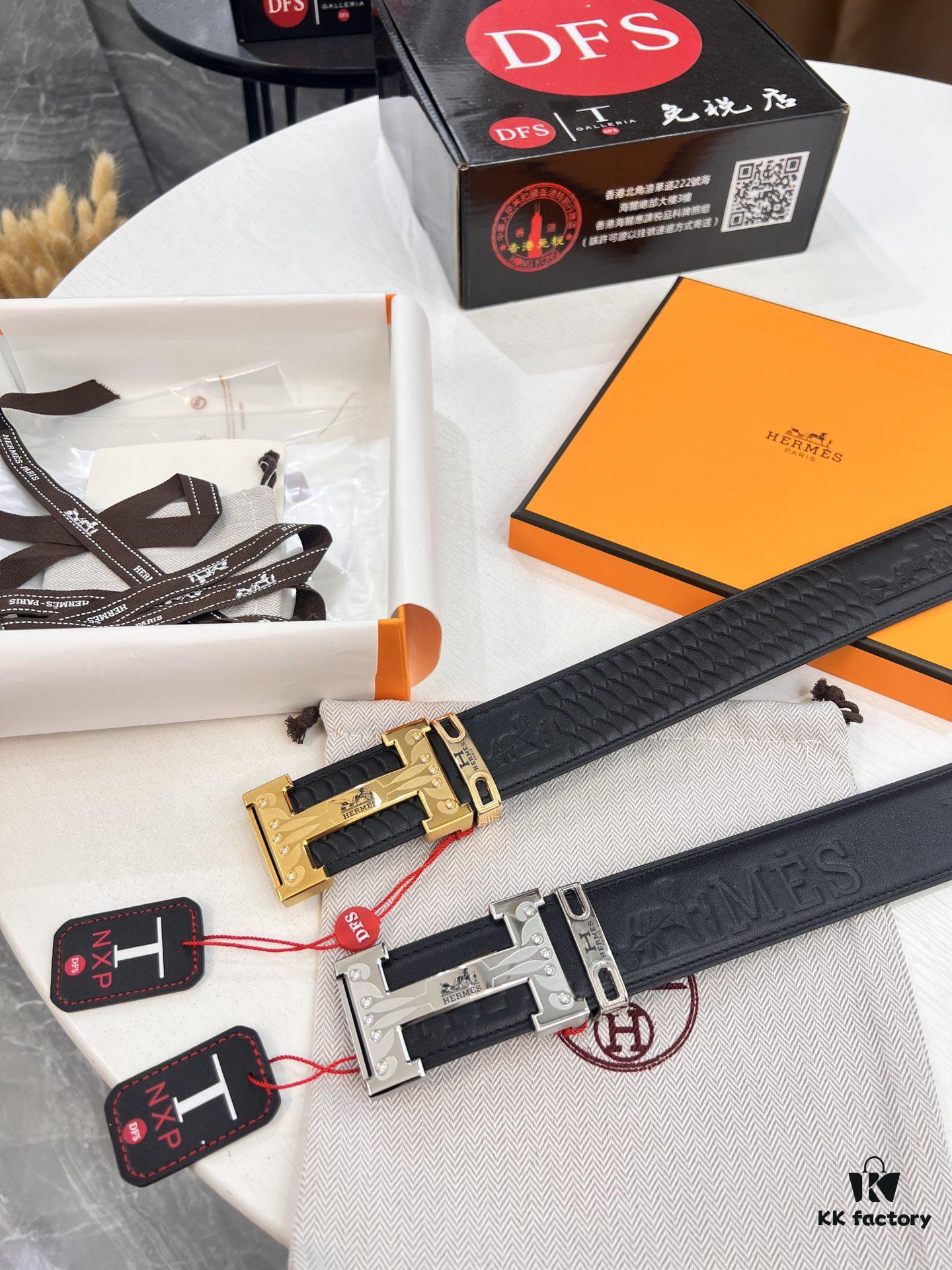Hermès H Belt, New Arrival, Stainless Steel Inlaid Brick H Buckle, ZP Synchronized Engraved Logo, Imported Horsehide Grain Full-Grain Cattle Leather, 3.8cm Width, Top Quality with NXP Anti-Counterfeit Chip Verification