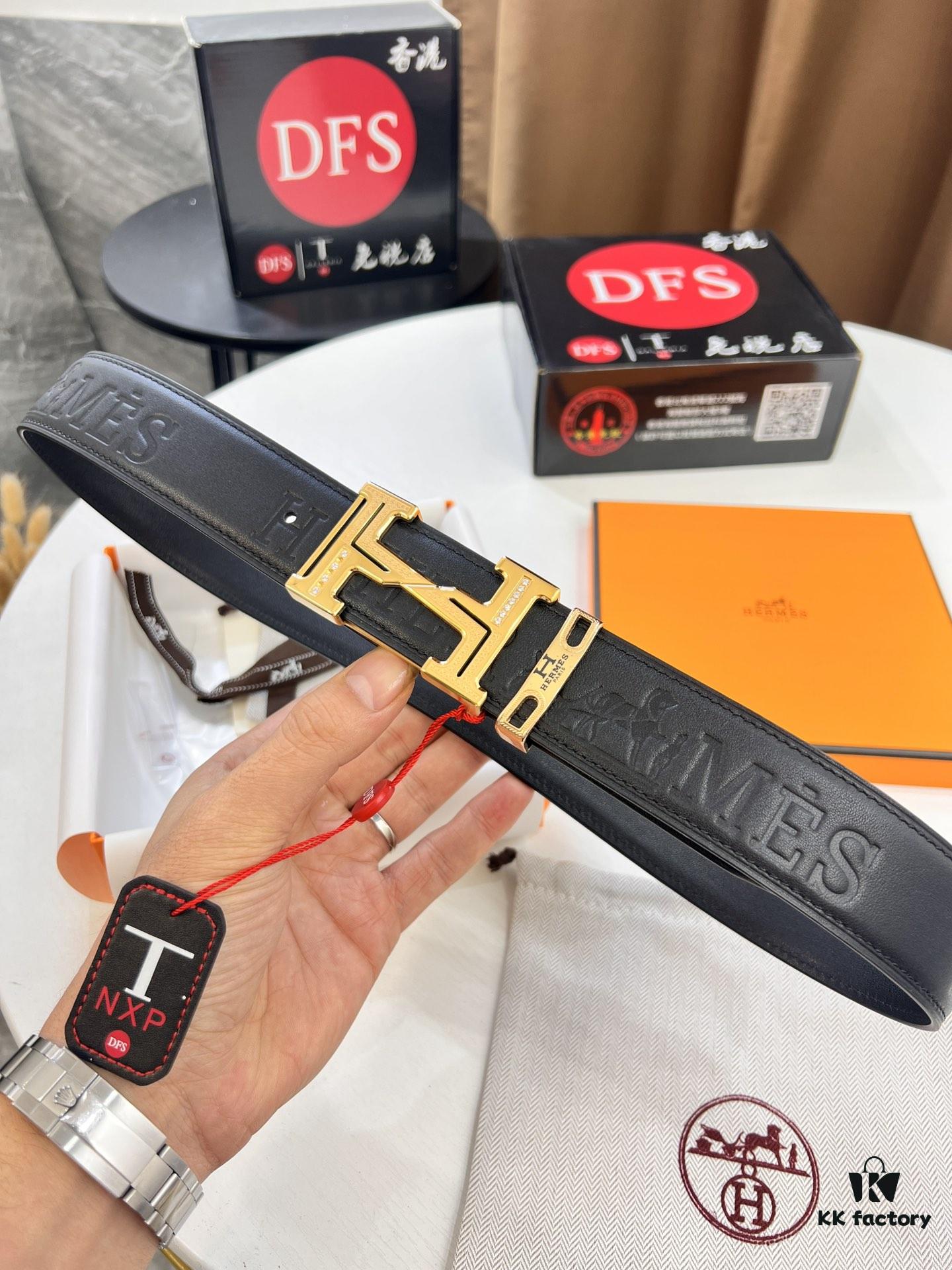 Arrival 🎺🎺 Real Item Shot, Hermes Men's Belt, New Style with Diamond-Encrusted Letters, Inner Buckle with ZP-Synchronized Steel Logo