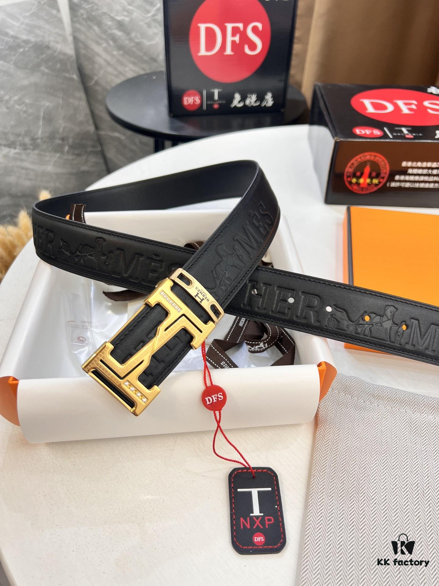 Arrival 🎺🎺 Real Item Shot, Hermes Men's Belt, New Style with Diamond-Encrusted Letters, Inner Buckle with ZP-Synchronized Steel Logo
