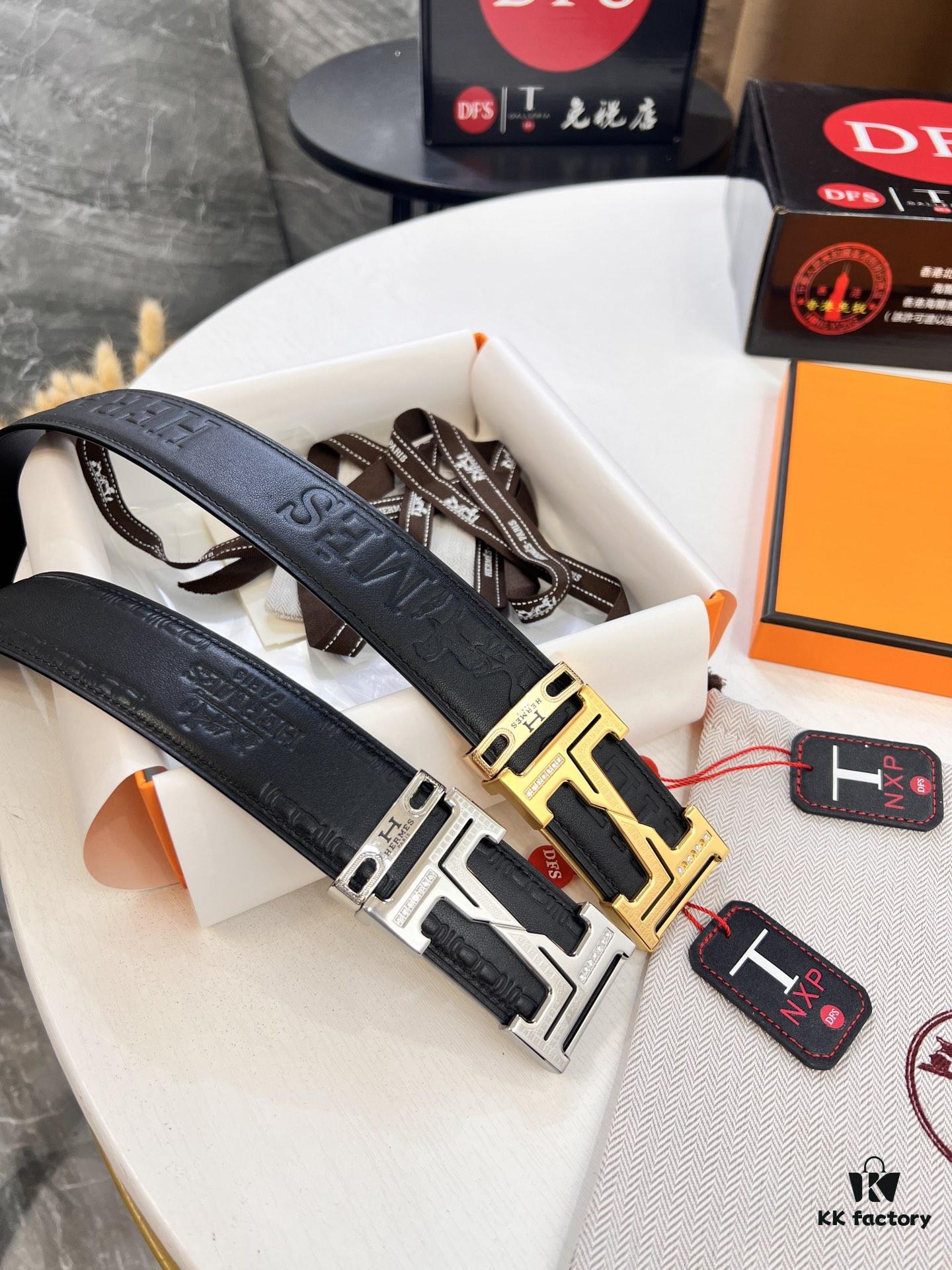 Arrival 🎺🎺 Real Item Shot, Hermes Men's Belt, New Style with Diamond-Encrusted Letters, Inner Buckle with ZP-Synchronized Steel Logo