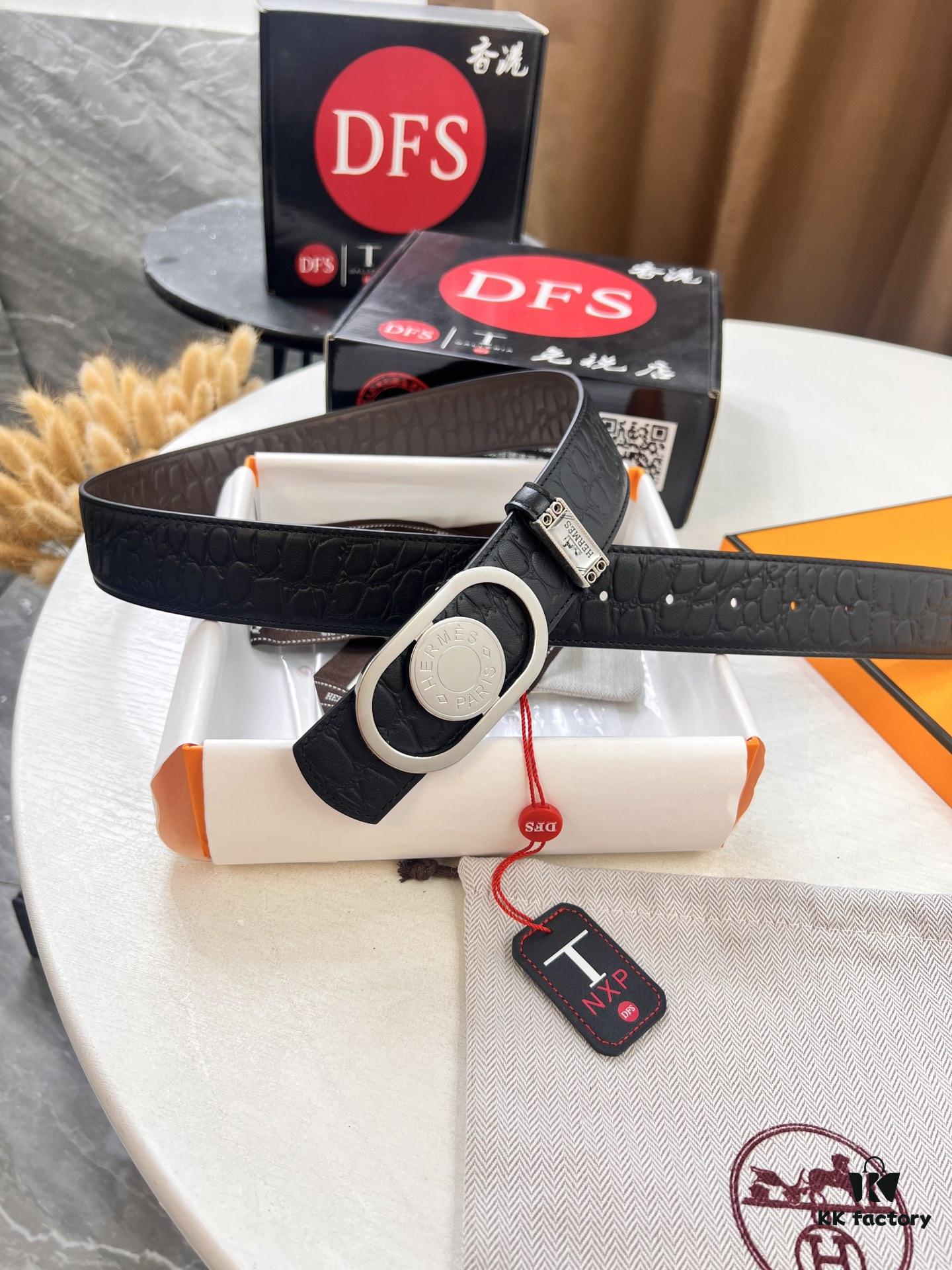 Arrival of Men's Hermès Belt with New H-Inner Buckle, Dual-Sided Use, Imported Stone-Grain Full-Grain Leather, 3.8cm Width, Top Quality with NXP Chip Authentication