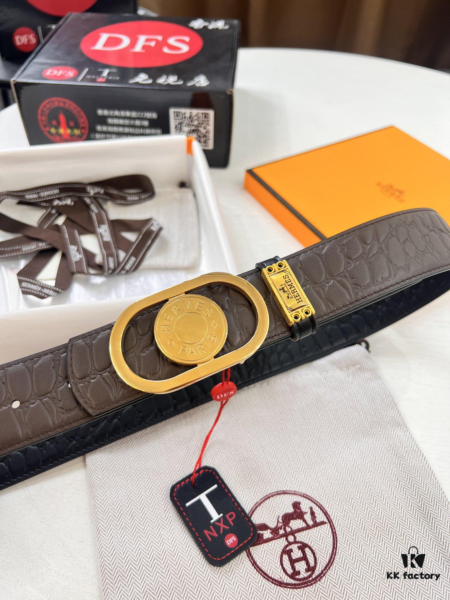 Arrival of Men's Hermès Belt with New H-Inner Buckle, Double-Sided Use, Genuine Embossed Logo, Premium Imported Stone-Grain Top Layer Cowhide