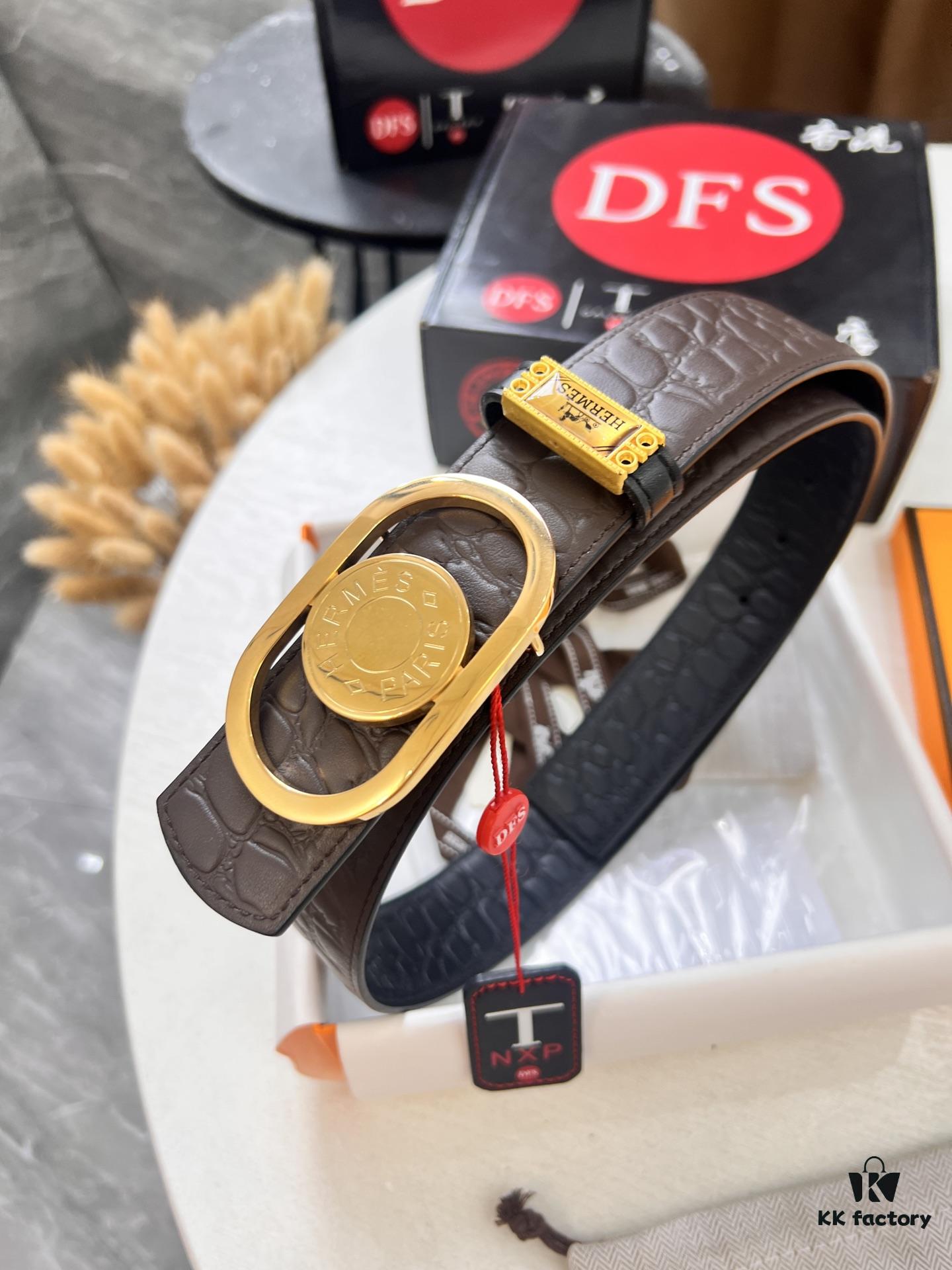 Arrival of Men's Hermès Belt with New H-Inner Buckle, Double-Sided Use, Genuine Embossed Logo, Premium Imported Stone-Grain Top Layer Cowhide