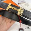 Hermès Men's Belt - Genuine Top-Layer Calfskin with Diamond-Paved Letters, Stainless Steel Hardware, 3.8cm Width