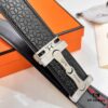 Hermès (Men's) Belt, Genuine Top-Layer Cowhide with Diamond-Paved Letters, Stainless Steel Hardware, 3.8cm Width