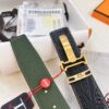 Hermès Men's Belt, New H-Logo Inside Buckle, Imported Embossed Top-Grade Calf Leather, Green Crocodile Texture, 3.8cm Width, ZP Synchronized Steel Stamp Logo
