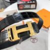 Hermès Men's Belt, Genuine Top-Layer Crocodile-Textured Leather, Slim Design, 3.8cm Width, Stainless Steel Hardware, Reversible Wear, Gift-Ready