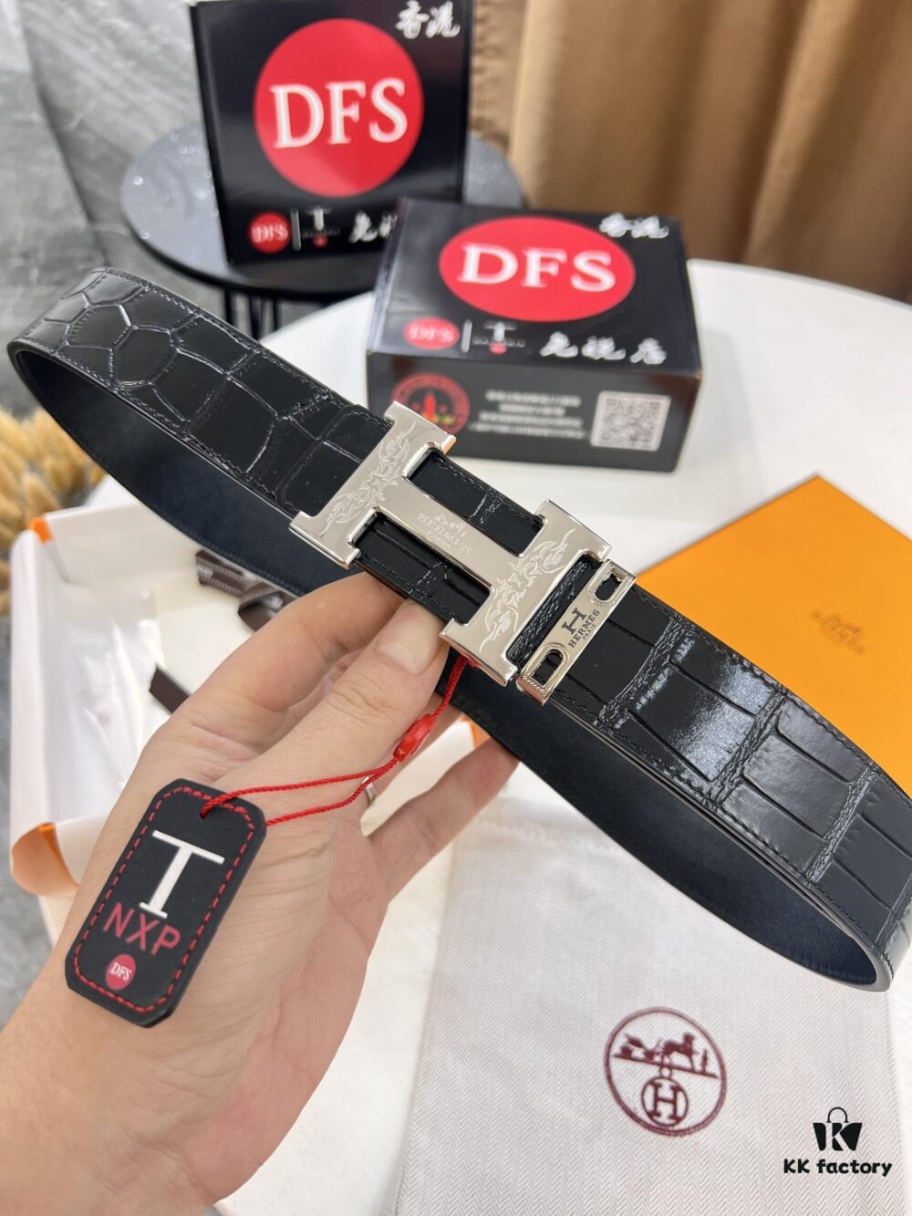 Hermès Men's Belt, Genuine Top-Layer Calfskin with Crocodile Texture, 3.8cm Width, Adjustable Length, Double-Sided Usage, Stainless Steel Hardware, Official Website Verified, Ideal Gift