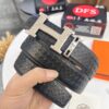 Hermès Men's Belt, Top Grain Calfskin Leather with Engraved H Logo Buckle, 3.8cm Width, Adjustable Length, Sterling Silver Hardware, Ideal Gift
