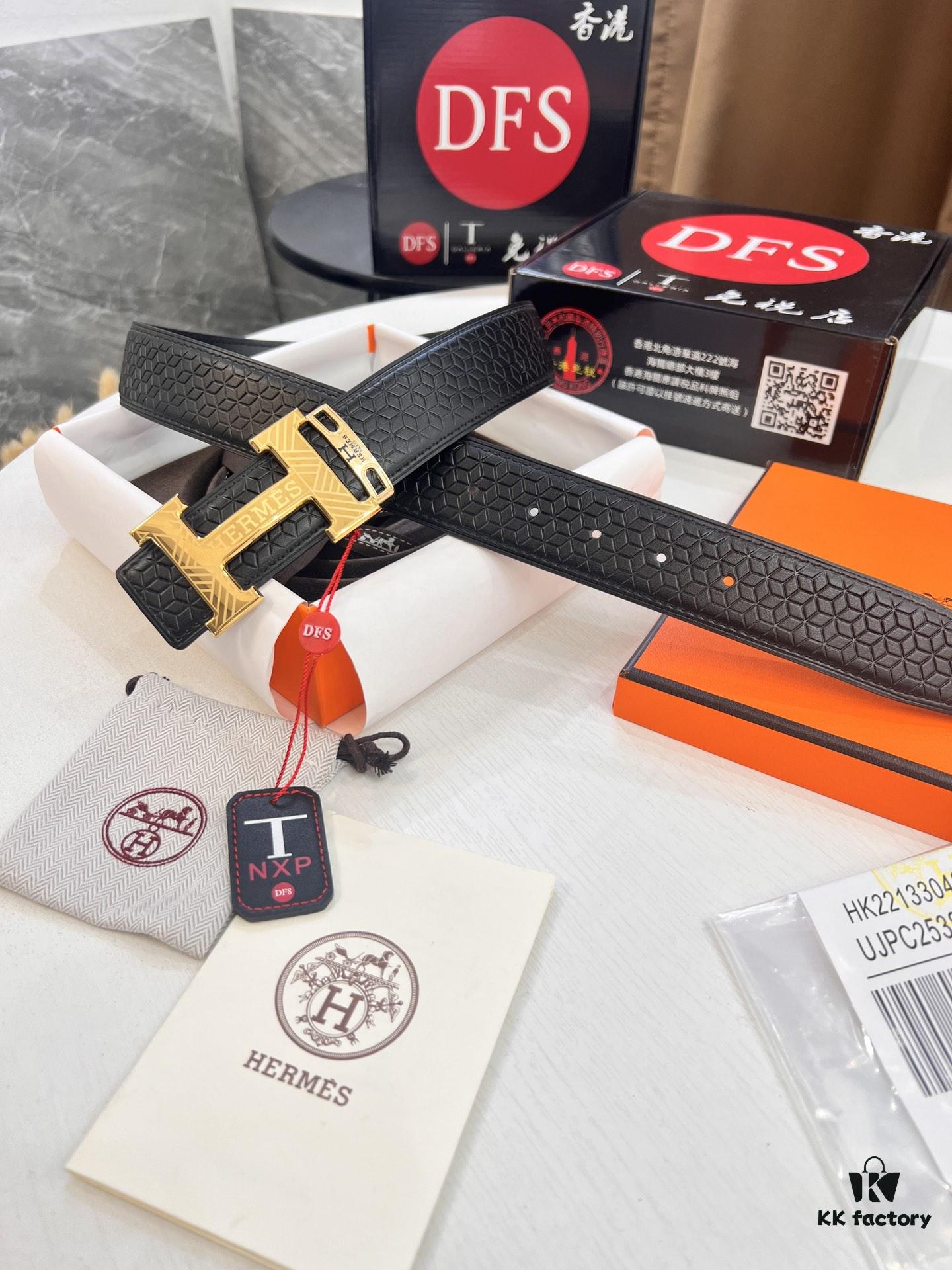 Hermès Men's Belt, Genuine Top-Layer Cowhide with Engraved Horse Carriage Logo, Slim Design 3.8cm Width, Stainless Steel Hardware, Ideal Gift Choice