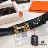 Hermès H Belt, New Arrival, Stainless Steel H Internal Buckle, ZP Synchronized Engraved Logo, 3.8cm Width, Premium Crocodile Grain Top Layer Calfskin Leather