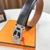 Hermès Men's Belt, Top Grain Cowhide Leather with Engraved Buckle, 3.8cm Width, Adjustable Length, Original Imported Embossed Horse Head Design