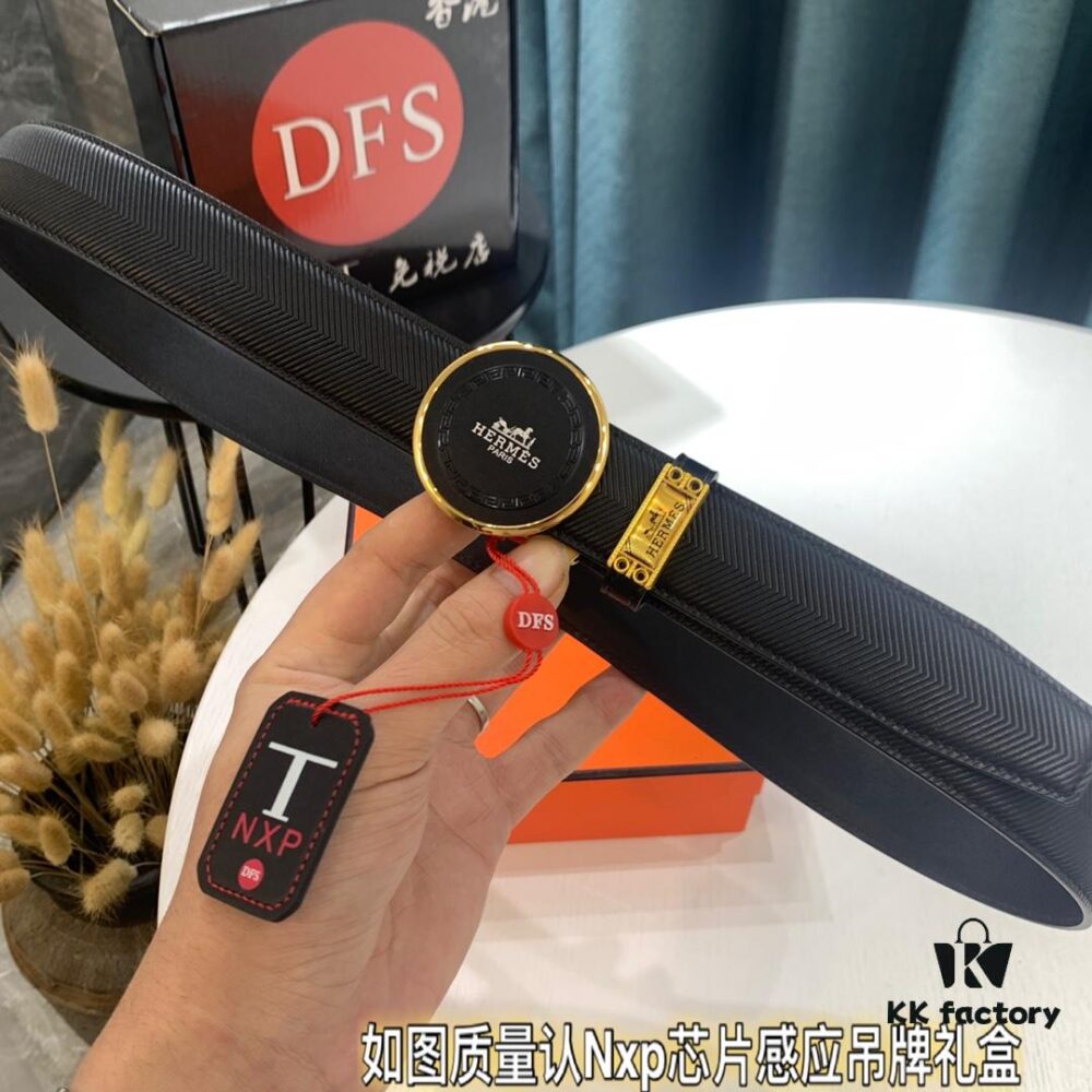 Hermès HH Original Factory Direct - Hong Kong Tax-Free Gift Box (NXP RFID Tag Verifiable on Official Website, Genuine Anti-Counterfeit Chip), Italian Imported Top-Grade Calfskin Belt with Automatic Buckle