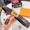 Top-Quality Original Leather Belt with Hong Kong Duty-Free Gift Box (NXP RFID Tag for Official Authentication, Genuine Anti-Counterfeit Chip)
