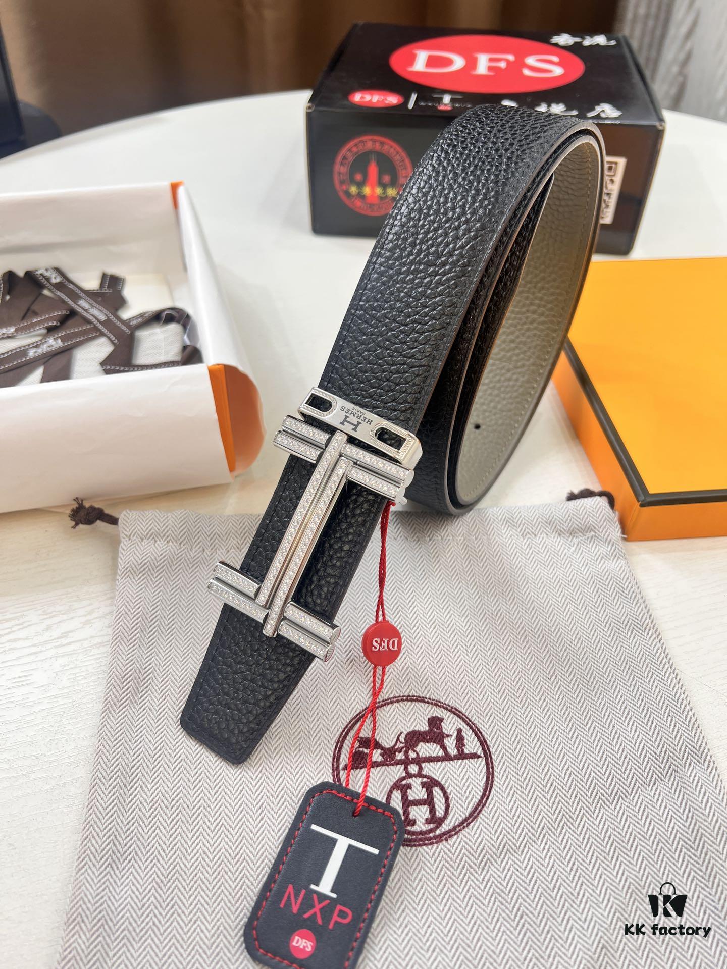 Hermès H Belt, ZP Mold Made, Full H Plated Pattern Stainless Steel Hardware, Original Crispy Grain Leather, Reversible Design, Top Quality