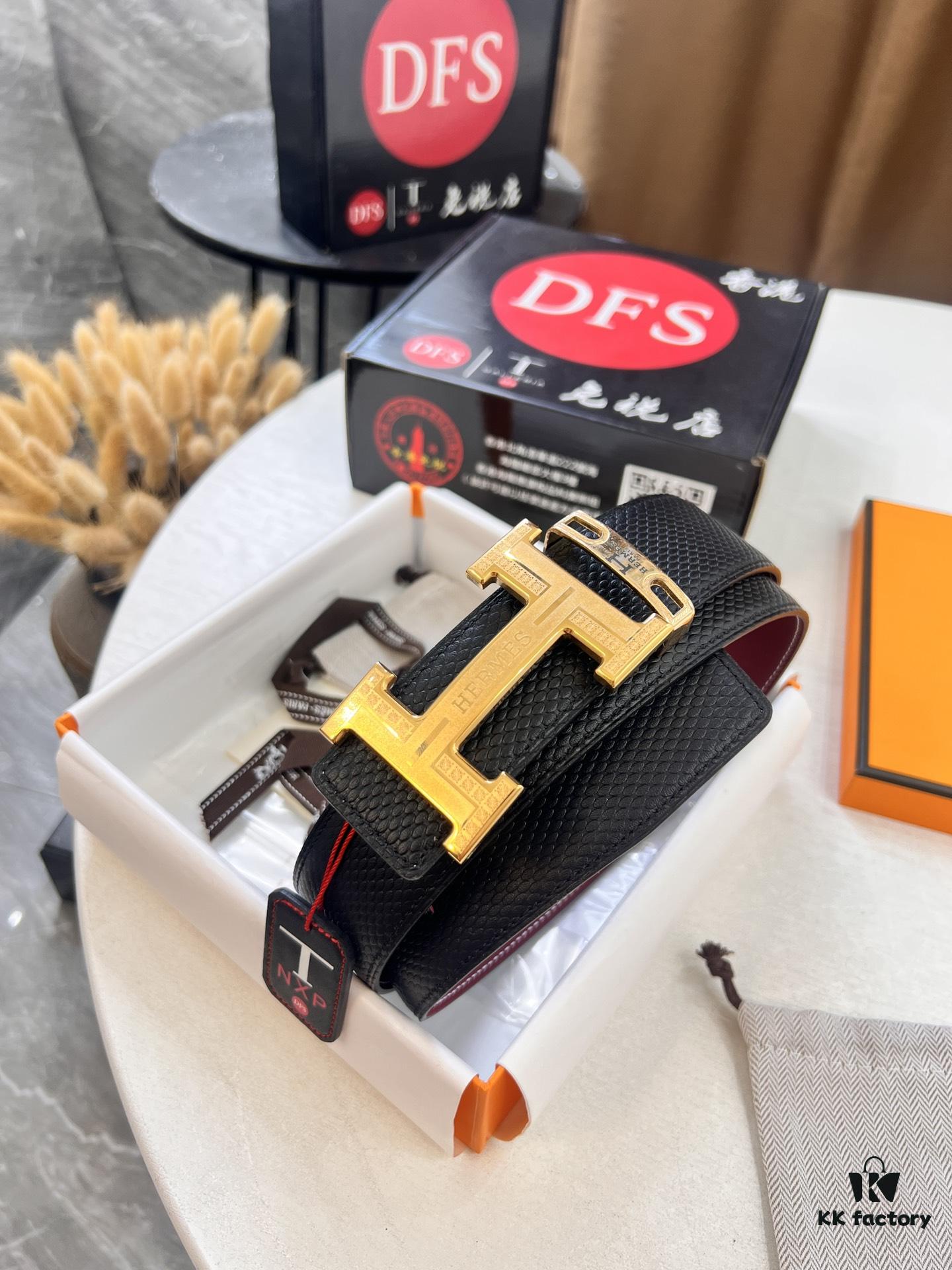 Hermes Men's Belt, Genuine Top-Layer Cowhide with Steel Hardware, 3.8cm Width, Ideal for Gifting