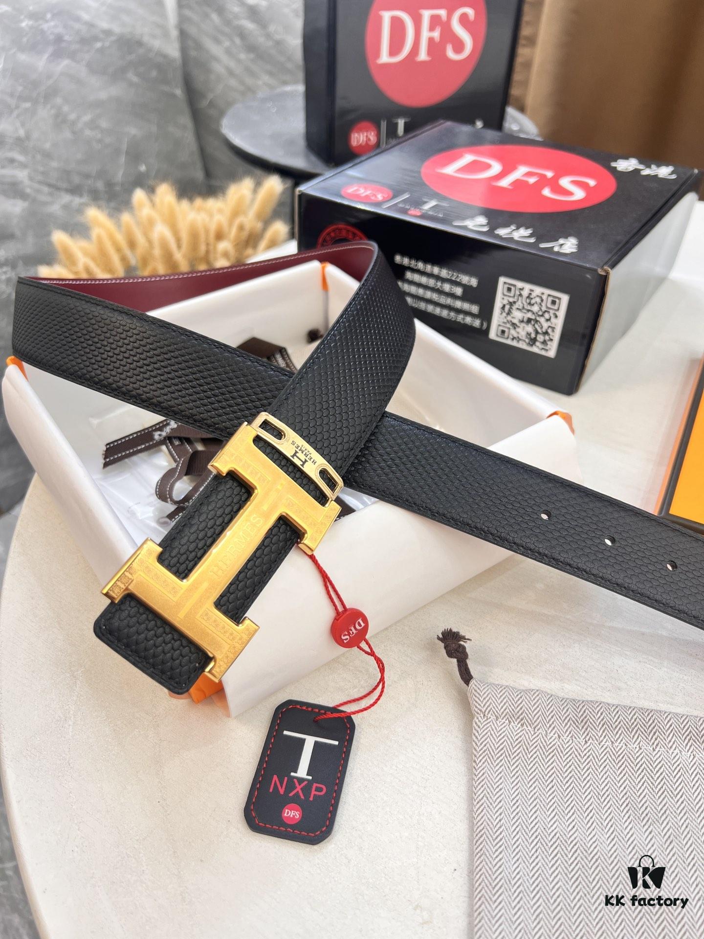 Hermes Men's Belt, Genuine Top-Layer Cowhide with Steel Hardware, 3.8cm Width, Ideal for Gifting