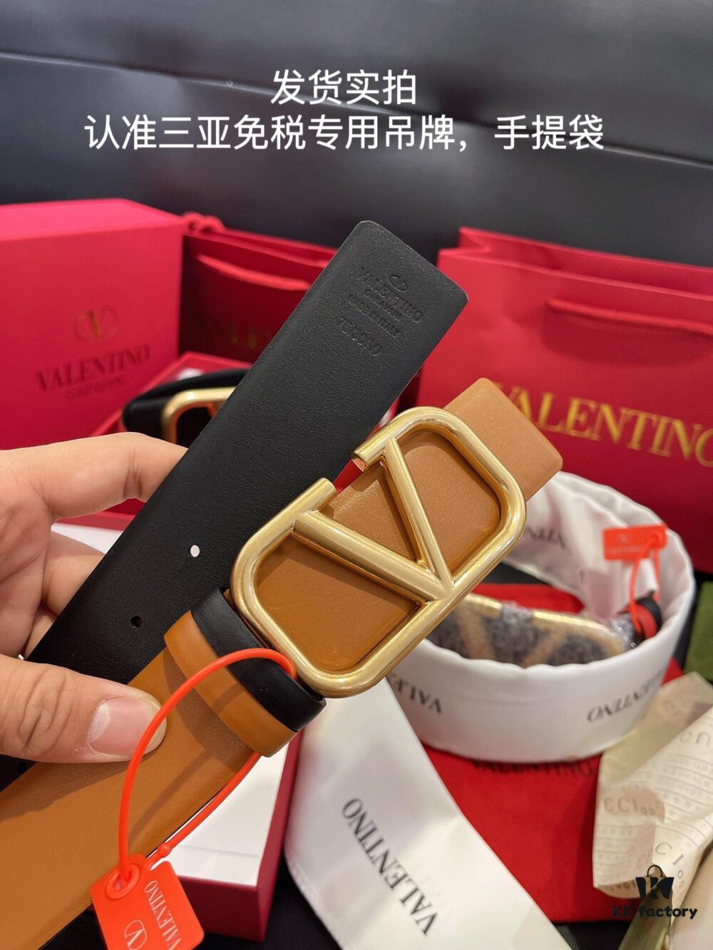 Authentic Duty-Free Valentino Original Imported Leather Belt in Black with Earth Yellow Trim, Multiple Colors Available, Vintage Hardware, 4.0cm Width (Shipped as Photographed)