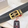 Versace Automatic Buckle Belt, Custom Embossed Top-Grade Imported Calfskin, Fine Grain Leather, 3.5cm Width, Luxury Business Formal Belt with Stainless Steel Auto Slide Buckle