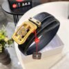 Versace Automatic Buckle Belt, Custom Embossed Top-Grade Imported Calfskin, Fine Grain Leather, 3.5cm Width, Luxury Business Formal Belt with Stainless Steel Auto Slide Buckle